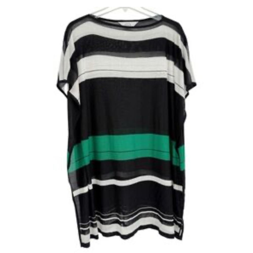 Exclusively Misook Striped Women's Tunic Top S Black/White Luxury Old Money
